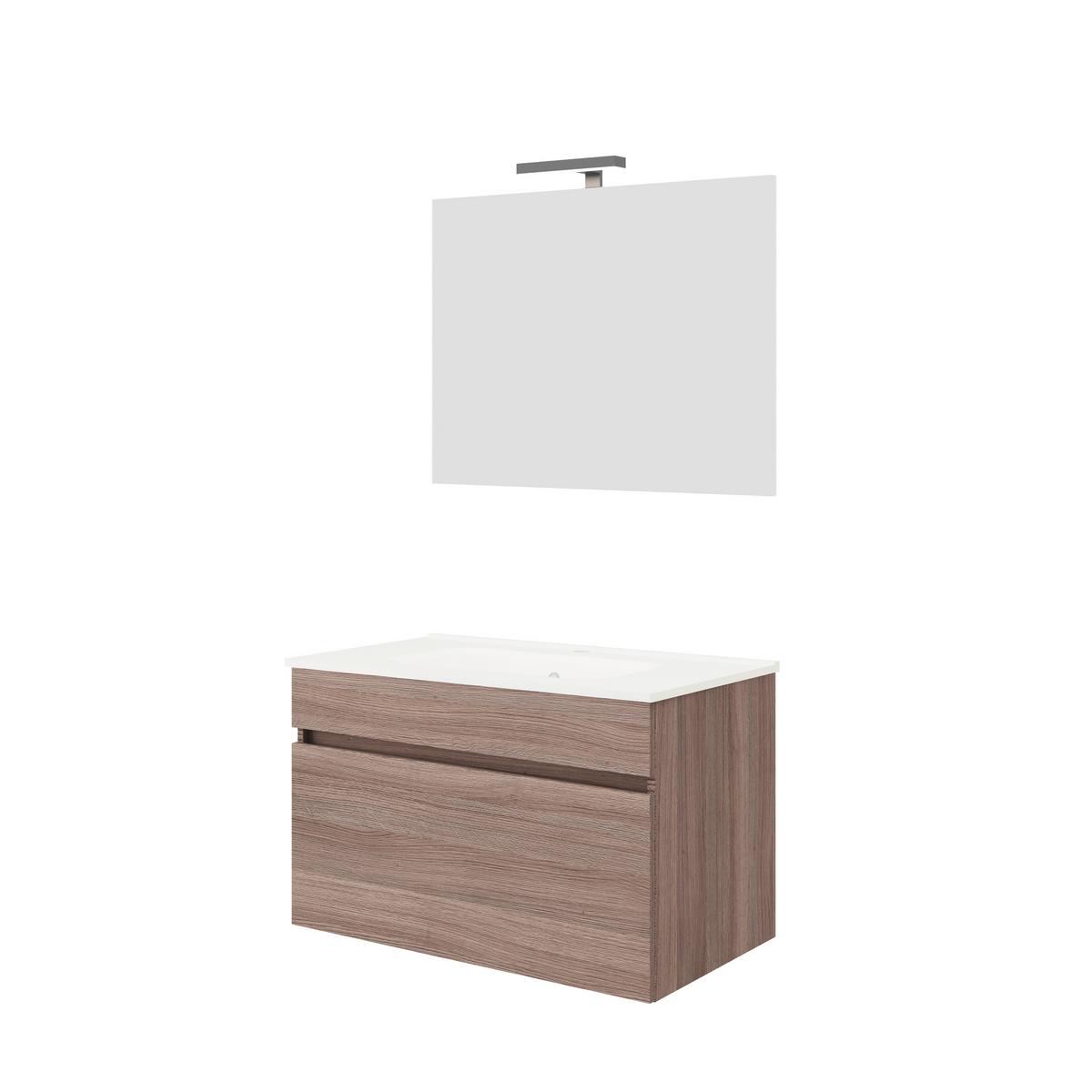 Mobilier de baie Bogota - alb/stejar San Remo, Basics, ceramică/material pe bază de lemn (81/113/46,5cm)