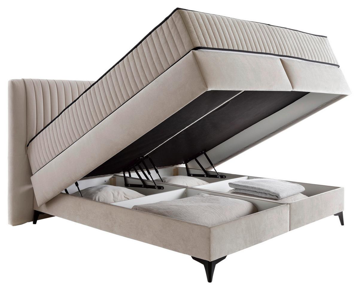 Postelja Z Vzmetnico Dream, Bež, 180x200 - črna/bež, Moderno, umetna masa/tekstil (180/200cm) - Premium Living