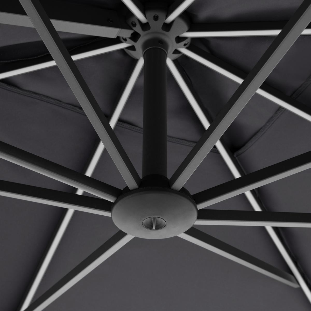 Ampelschirm Myzone LED Anthrazit ca. 300x220cm - Anthrazit, Basics, Textil/Metall (300/220cm) - Doppler