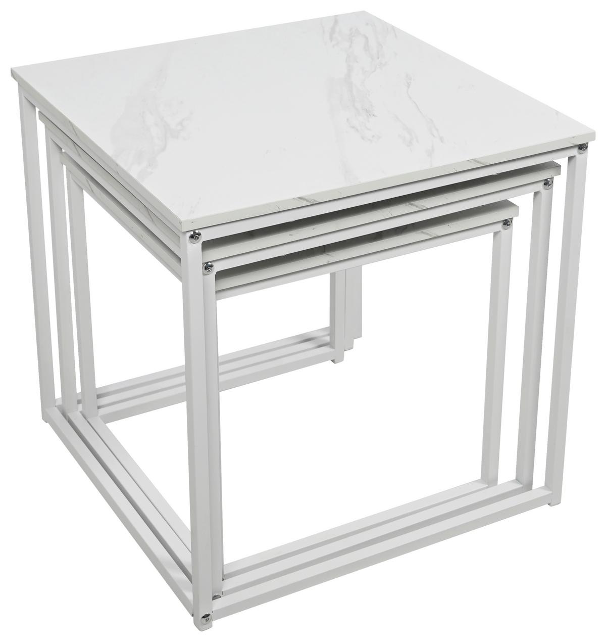 Set Stočića 3/1 Carmen - bela/crna, Trendi, metal/pločasti materijal (40-42/35-39/36cm) - Modern Living