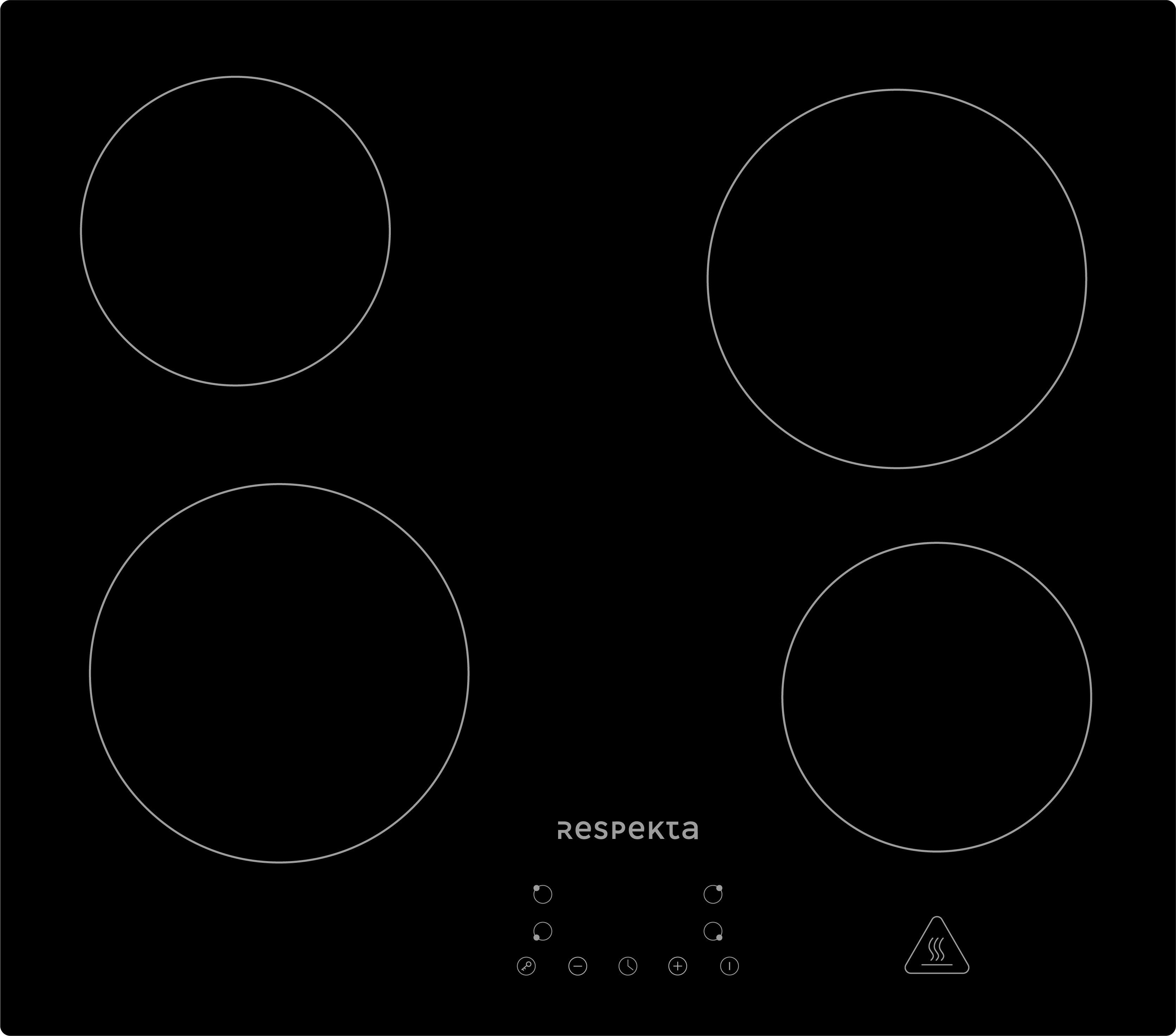 Glaskeramikkochfeld KM4400-28 ca. 57/5/52 cm Schwarz - Schwarz, Trend, Glas (57/5/52cm) - Respekta