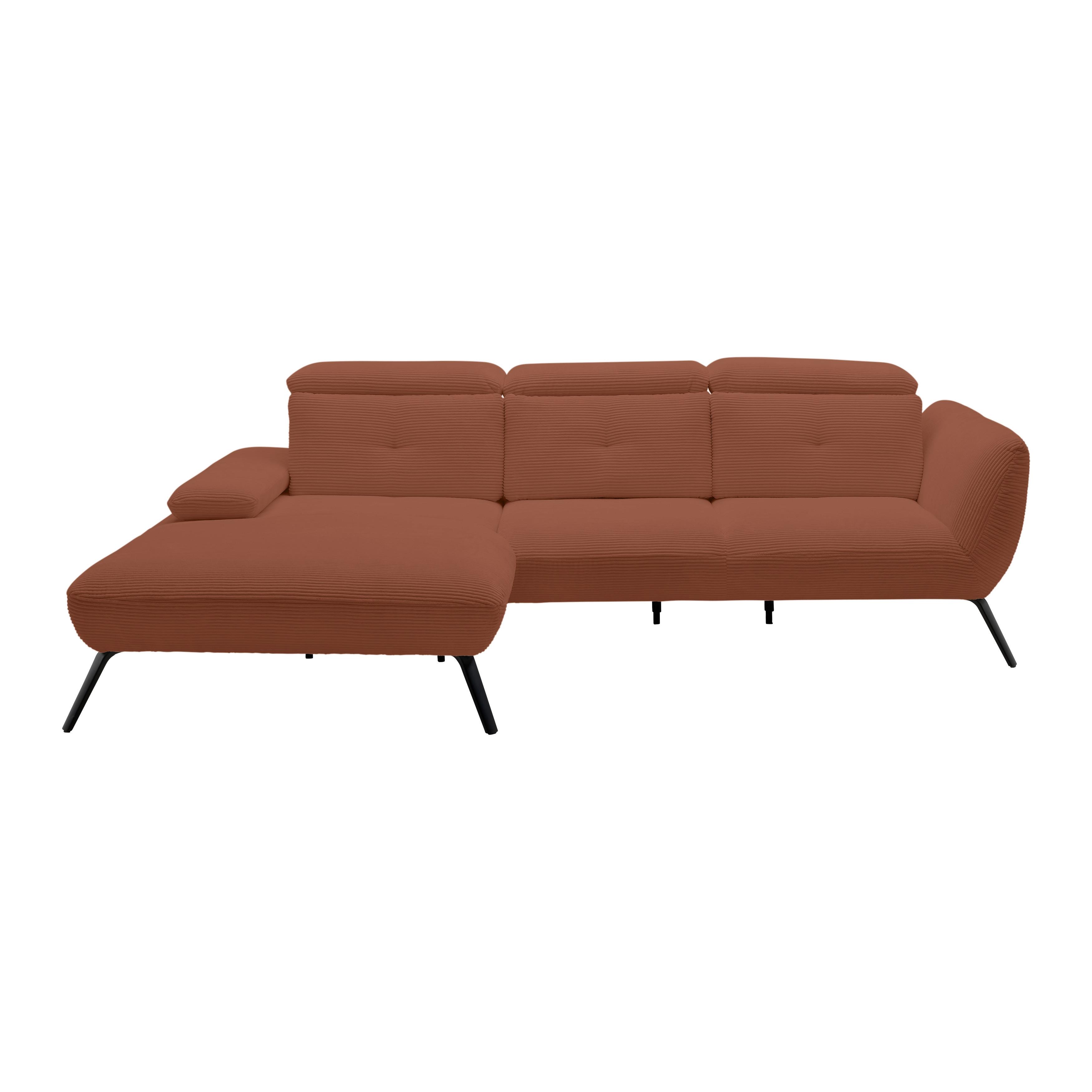 Wohnlandschaft Seattle Kupferfarben - Schwarz/Weiß, MODERN, Holzwerkstoff/Textil (196/301cm) - Premium Living