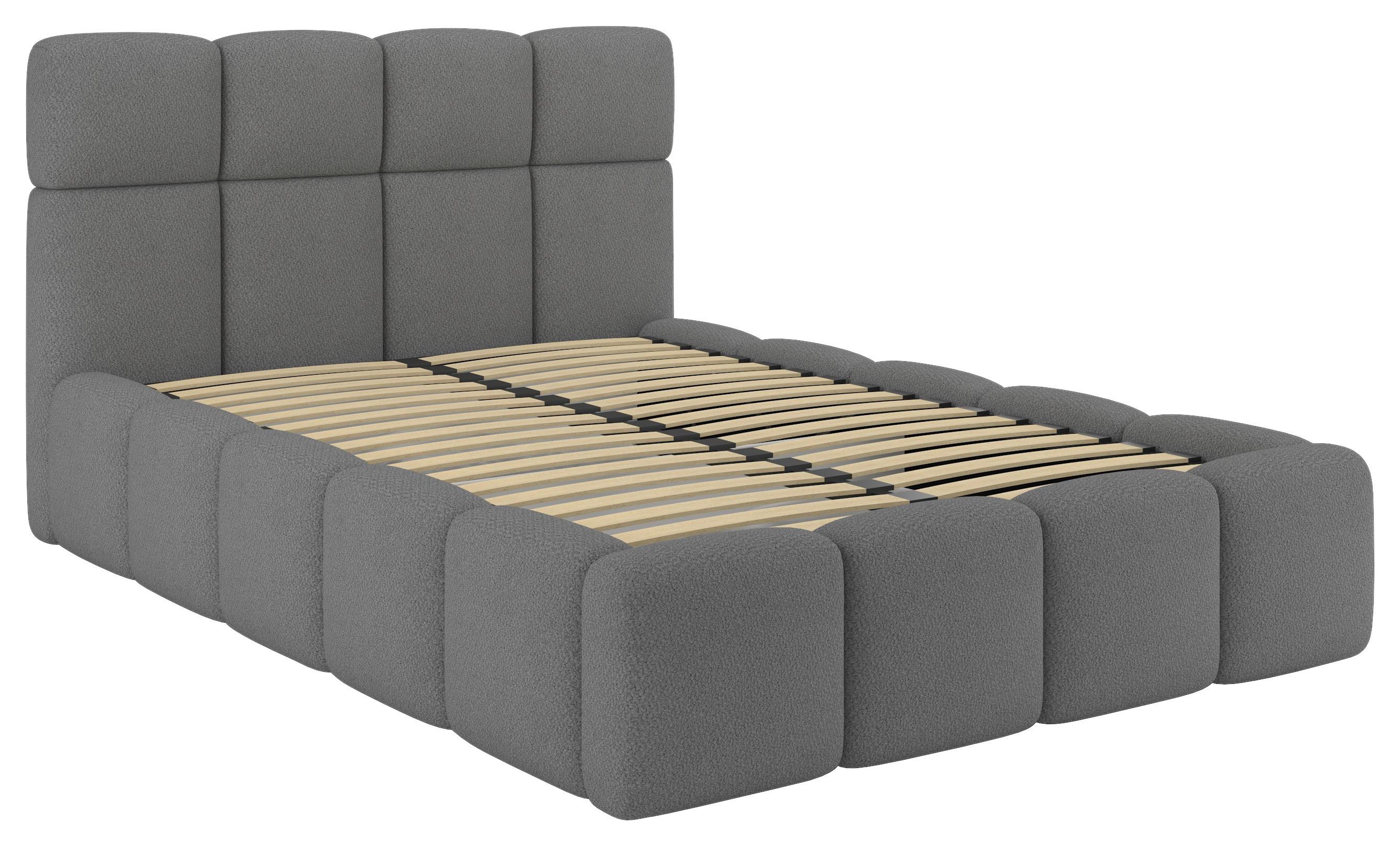 Tapecirani Krevet Cloudy - siva, Trend, drvni materijal/metal (140/200cm) - Modern Living