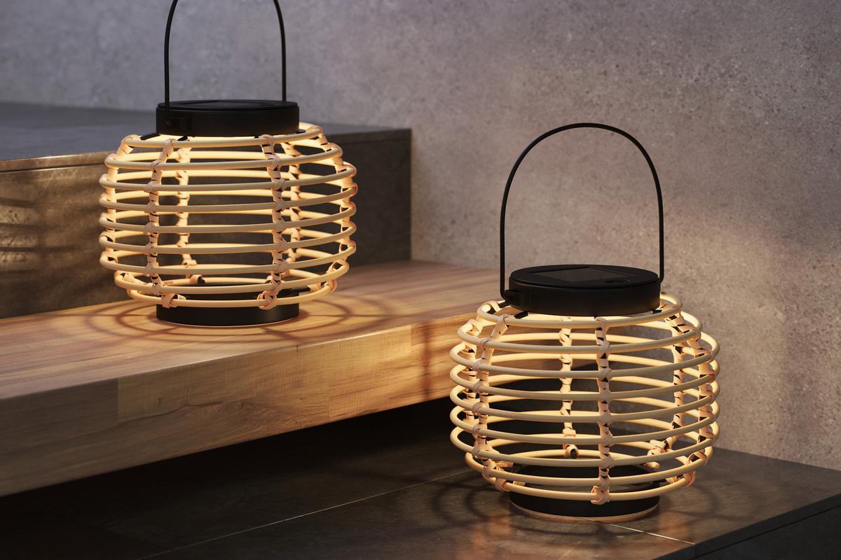Solarleuchte Zale max. 0,06 Watt - Schwarz/Naturfarben, MODERN, Kunststoff/Metall (15,5/15-21,5cm) - Modern Living