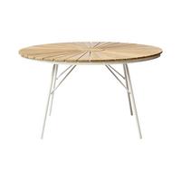 Gartentisch Ellen Weiß/Teak - Weiß Hochglanz/Teakfarben, Natur, Holz/Metall (130/130/74cm) - Gardenson