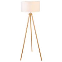 LAMPA STOJĄCA WOOD - kolor orzechowy/biały, Trend, tworzywo sztuczne/tkanina (45/153cm) - Novel