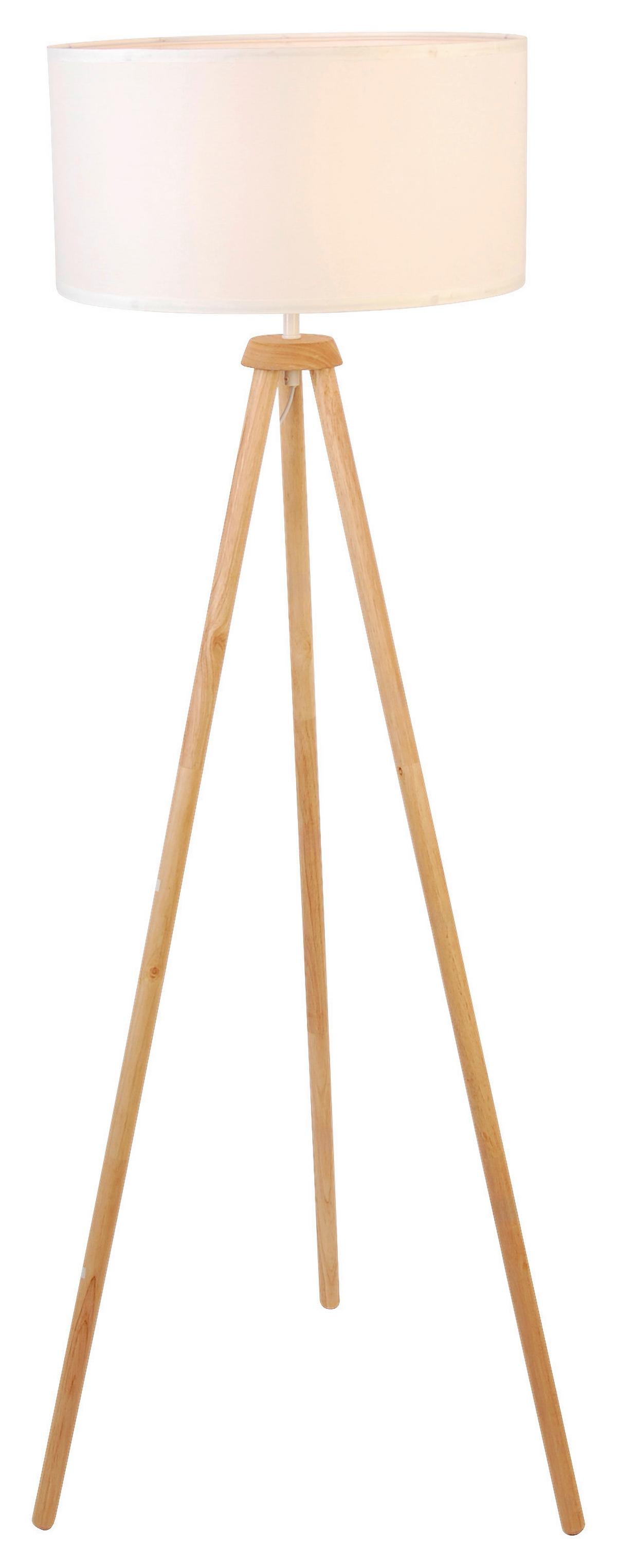 LAMPA STOJĄCA WOOD - kolor orzechowy/biały, Trend, tworzywo sztuczne/tkanina (45/153cm) - Novel