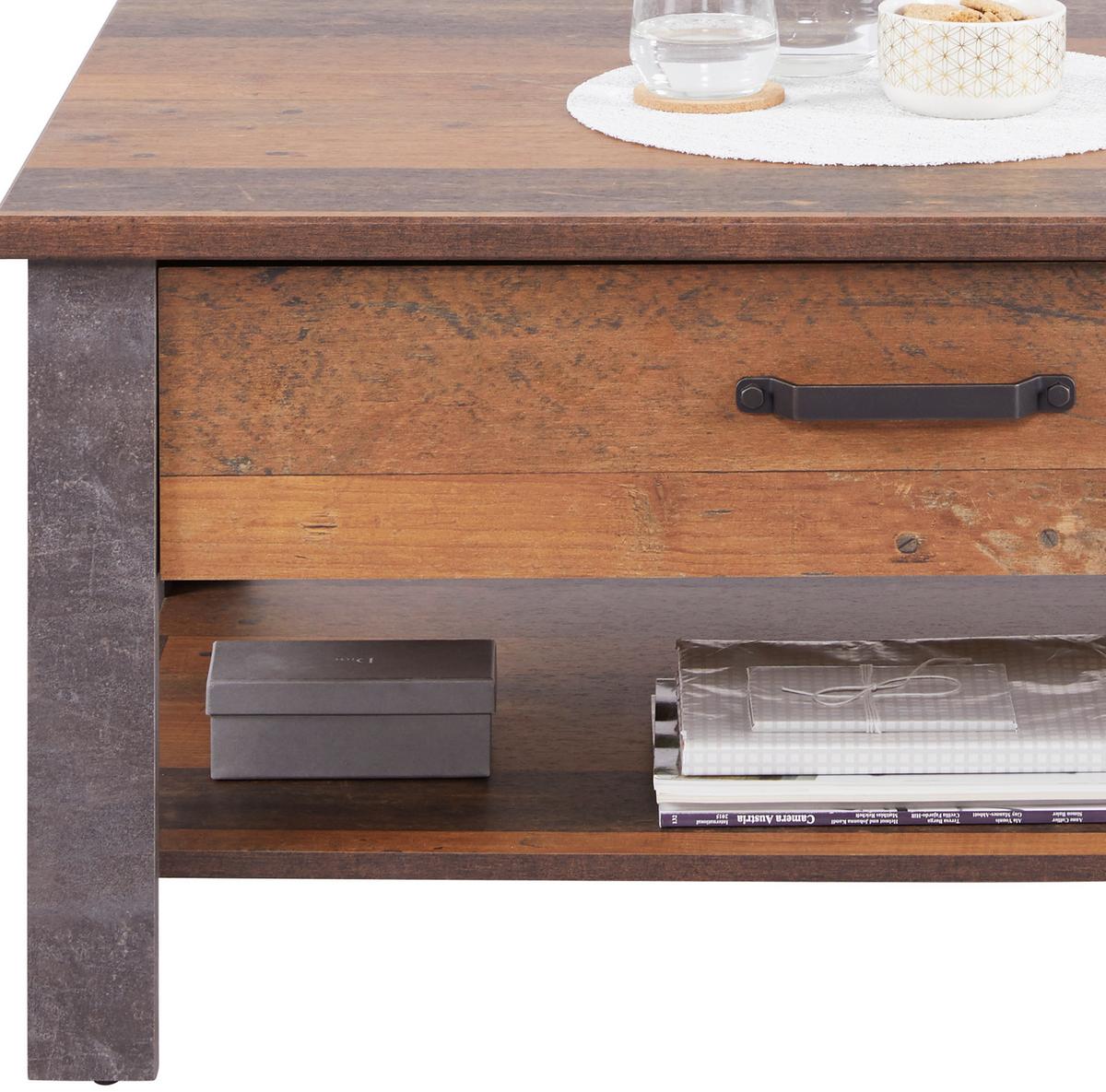 Măsuță de cafea Ontario - gri închis/culoare lemn stejar, Trend, material pe bază de lemn (101/50,5/70cm) - Modern Living