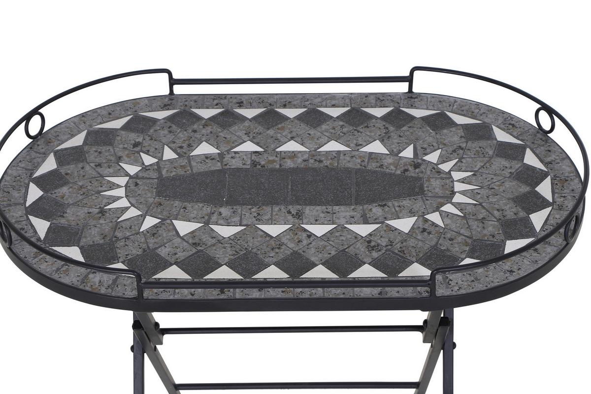 Gartenbeistelltisch Mosaik ca. 67,5x41x60 cm klappbar - Schwarz, KONVENTIONELL, Keramik/Metall (67,5/41/60cm) - Siena Garden