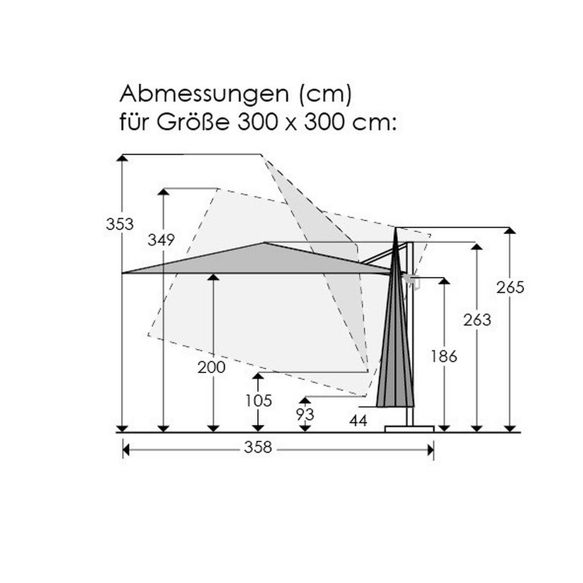 Ampelschirm Rhodos Hellgrau - Anthrazit/Hellgrau, Basics, Textil/Metall (358/263/300cm) - Schneider
