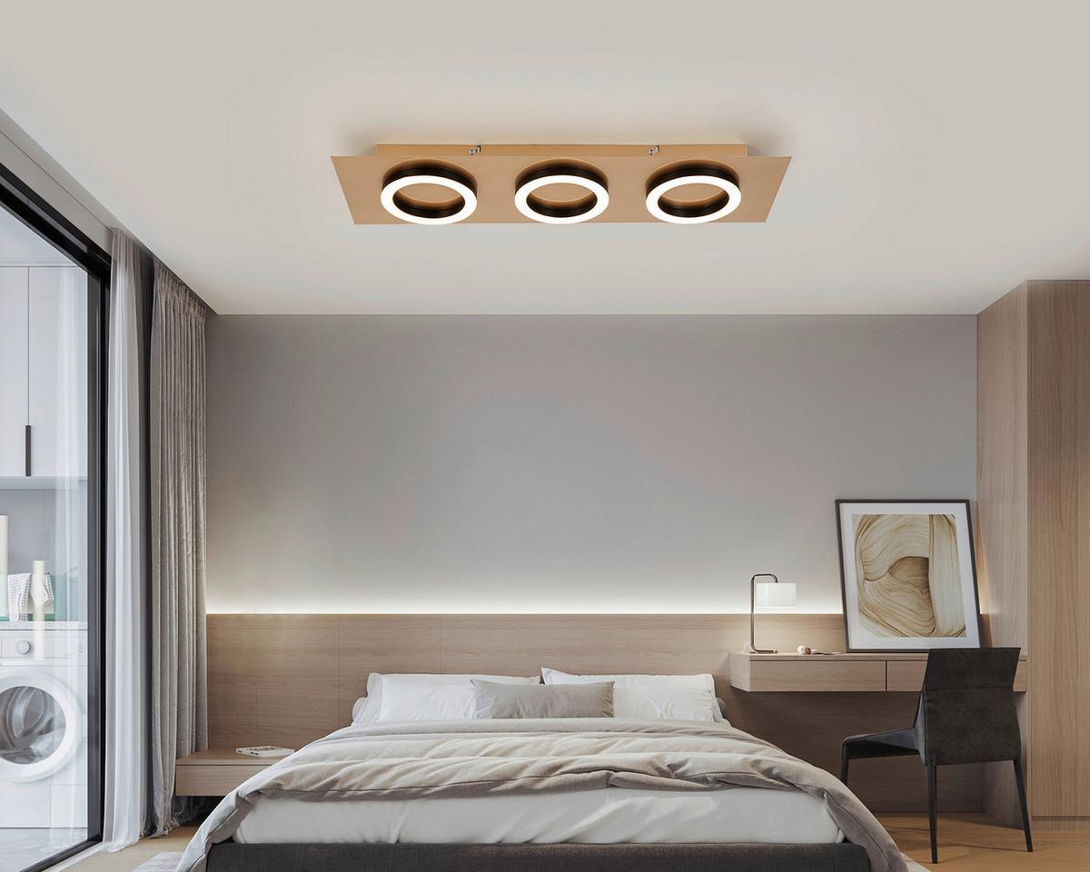 Plafonieră cu LED Emilore - cappuccino/negru, Modern, plastic/metal (60/18/5,1cm) - Mömax