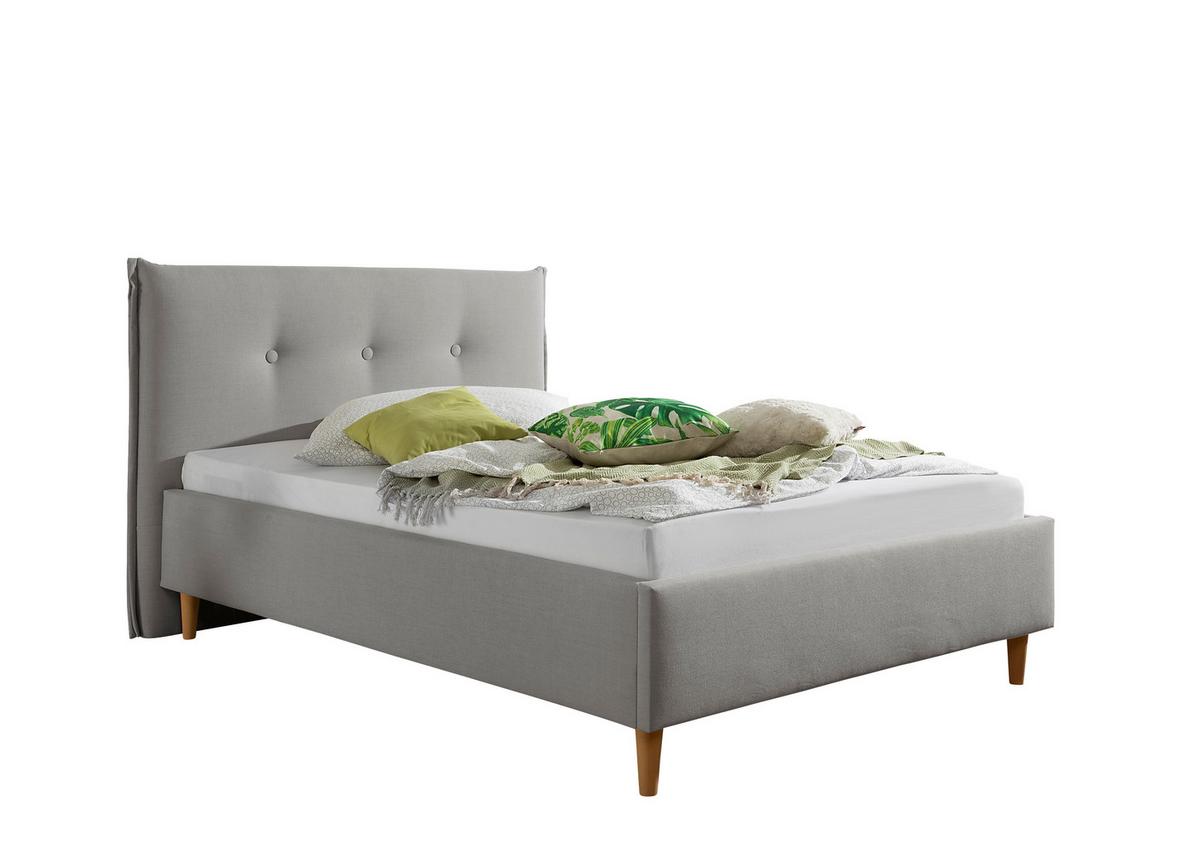 Polsterbett Nelo Grau ca. 140x200 cm - Naturfarben/Grau, MODERN, Holz/Textil (140/200cm) - Livetastic