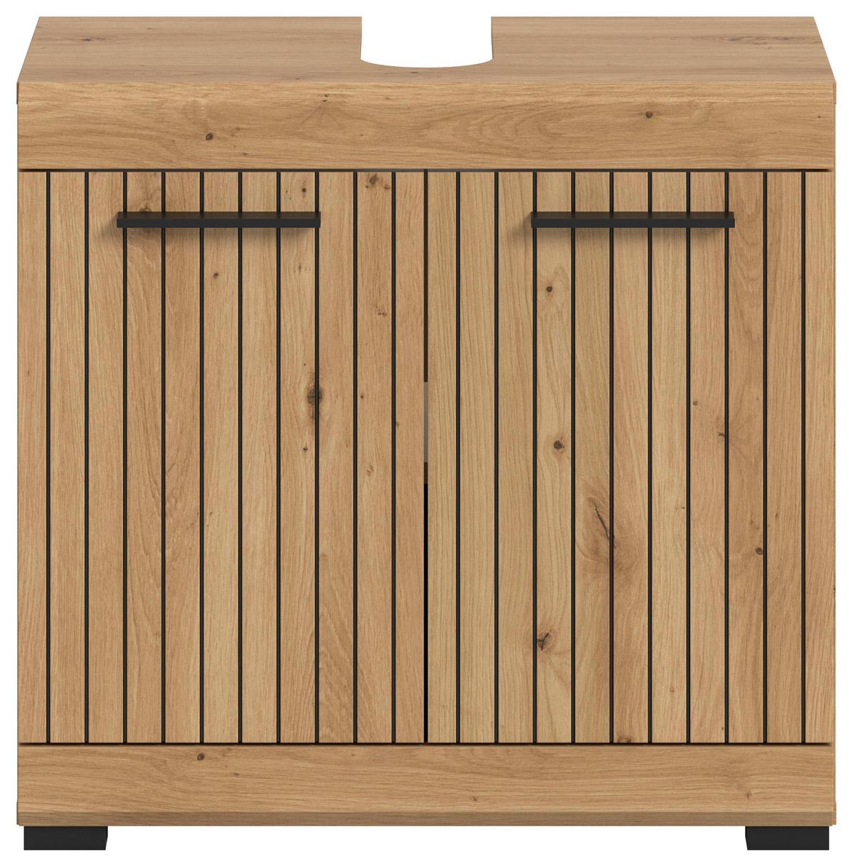 Waschbeckenunterschrank Scout Eiche Artisan - Schwarz/Eiche Artisan, Trend, Holzwerkstoff/Kunststoff (60/56/34cm) - MID.YOU