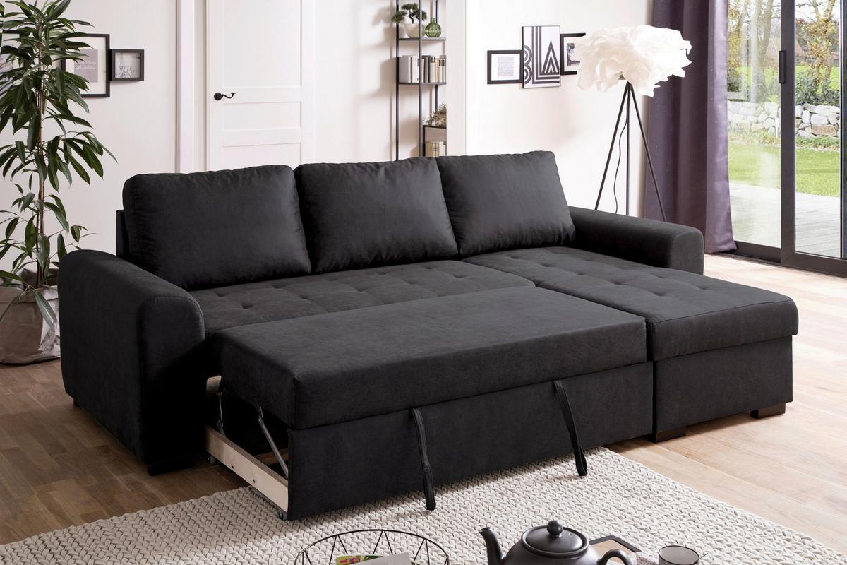 Ecksofa Poll Anthrazit - Anthrazit, MODERN, Textil (243/85/155cm) - Mömax