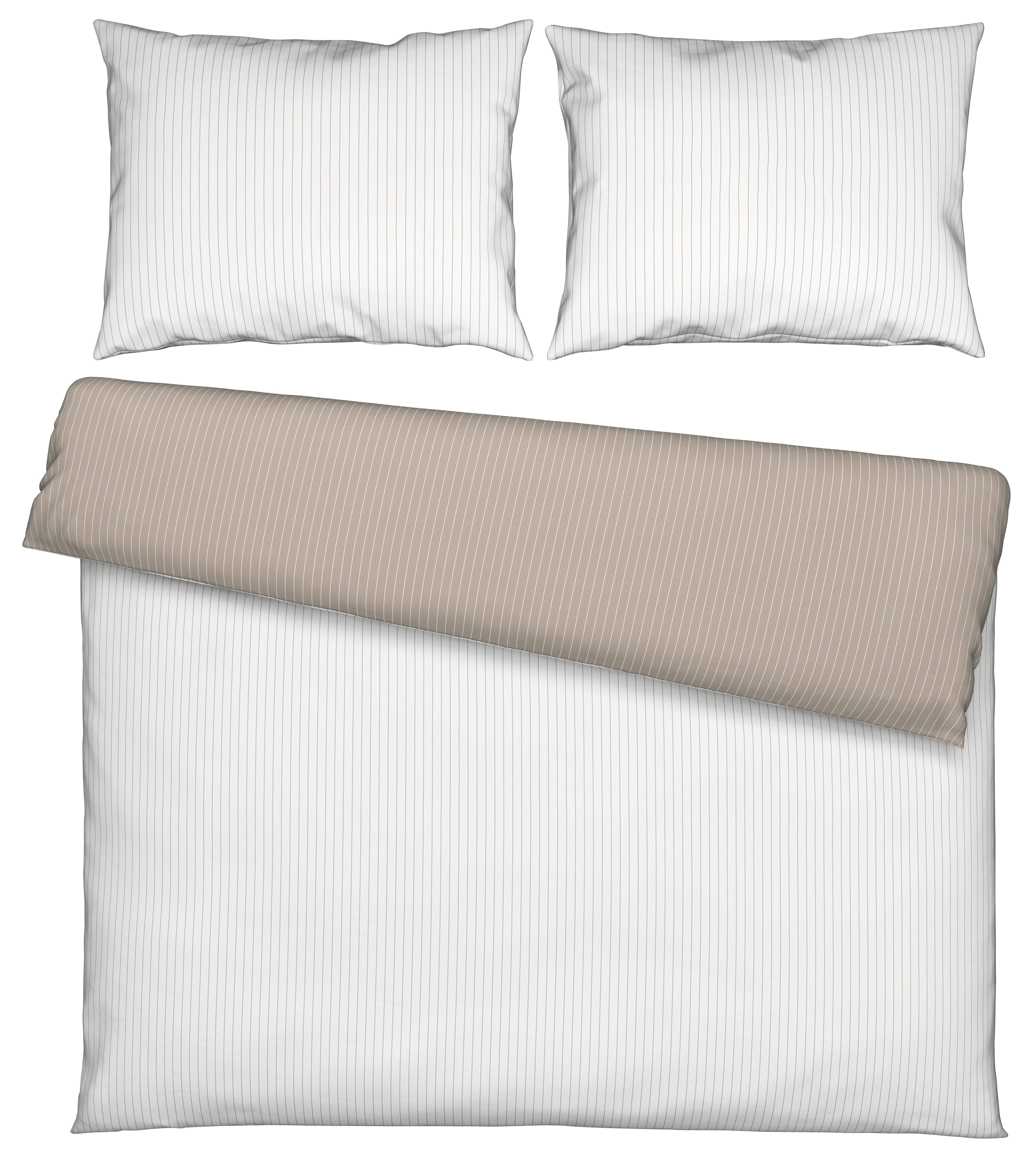 Lenjerie De Pat Twill Streif Cca. 200x220/2x50x70 Cm - alb/bej, Modern, textil (200/220cm) - Mömax