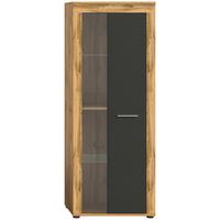 Vitrine Jam ca. 60x159x35 cm Grau - Eiche Wotan/Silberfarben, Design, Glas/Holzwerkstoff (60/159/35cm) - MID.YOU
