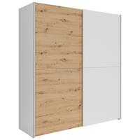 Schwebetürenschrank Time Weiß/Eiche Artisan - Silberfarben/Weiß, Holzwerkstoff/Kunststoff (170/191/59cm) - Based