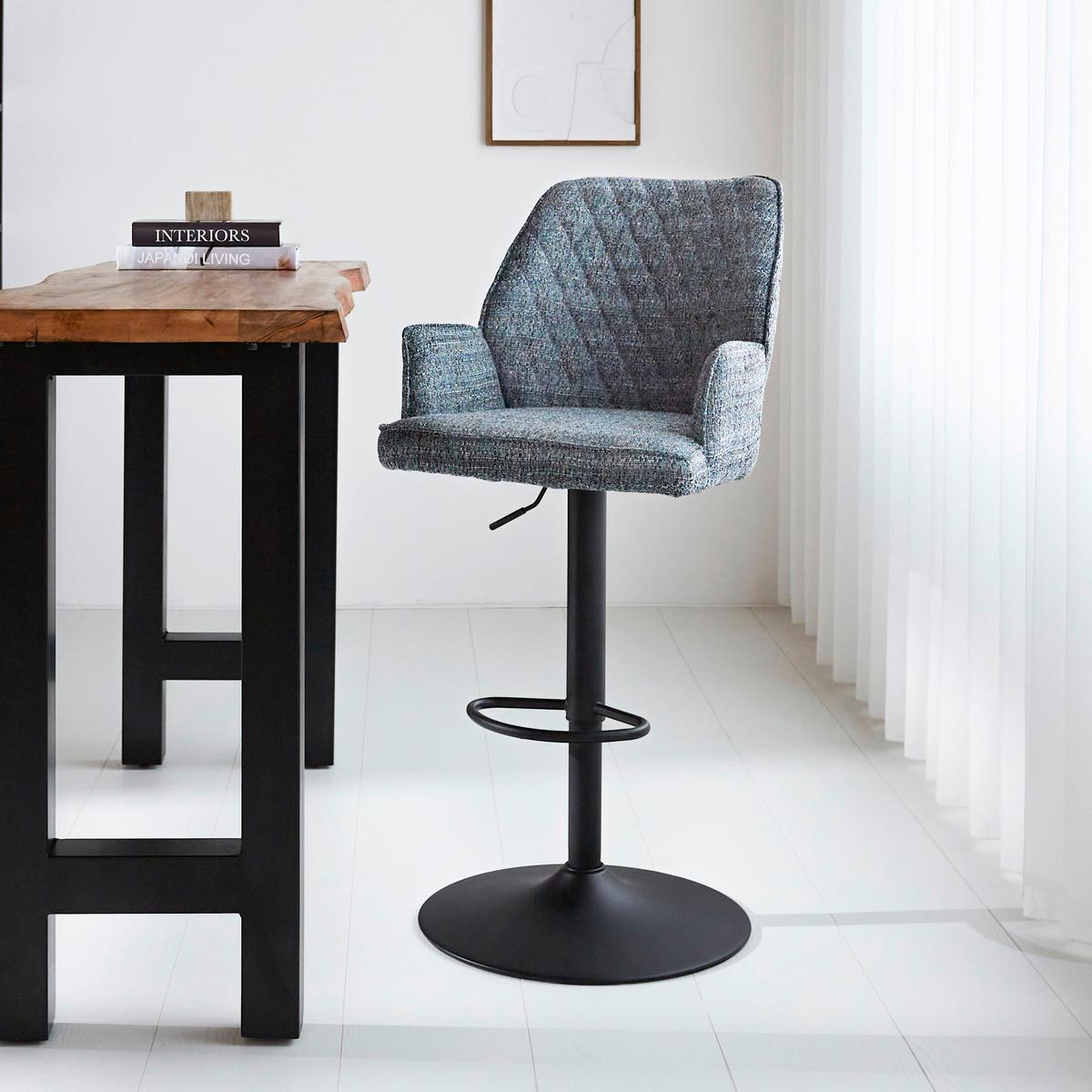 BARHOCKER-SET DONNY - Blau/Schwarz, Design, Textil/Metall (54/100/58cm) - MID.YOU