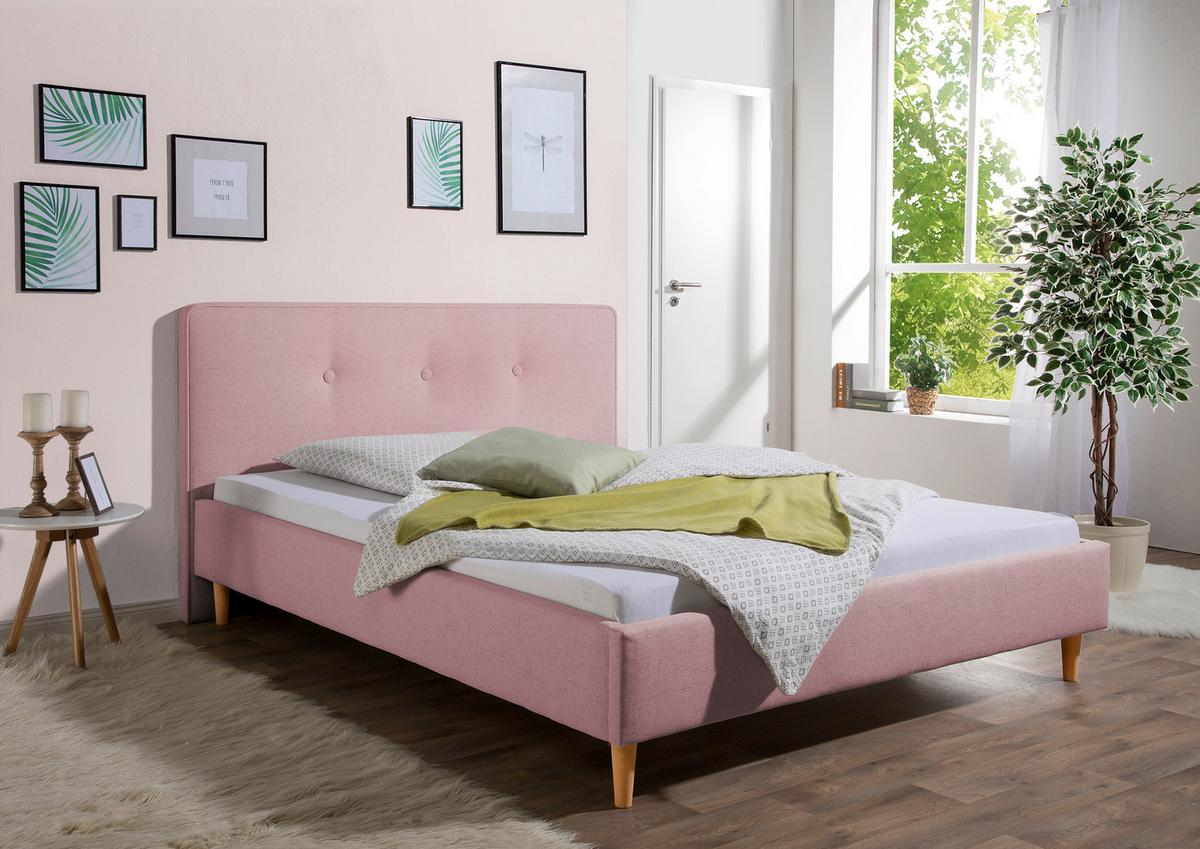 Polsterbett Slade Rosa ca. 100x200 cm - Rosa/Naturfarben, MODERN, Holz/Textil (100/200cm) - Livetastic