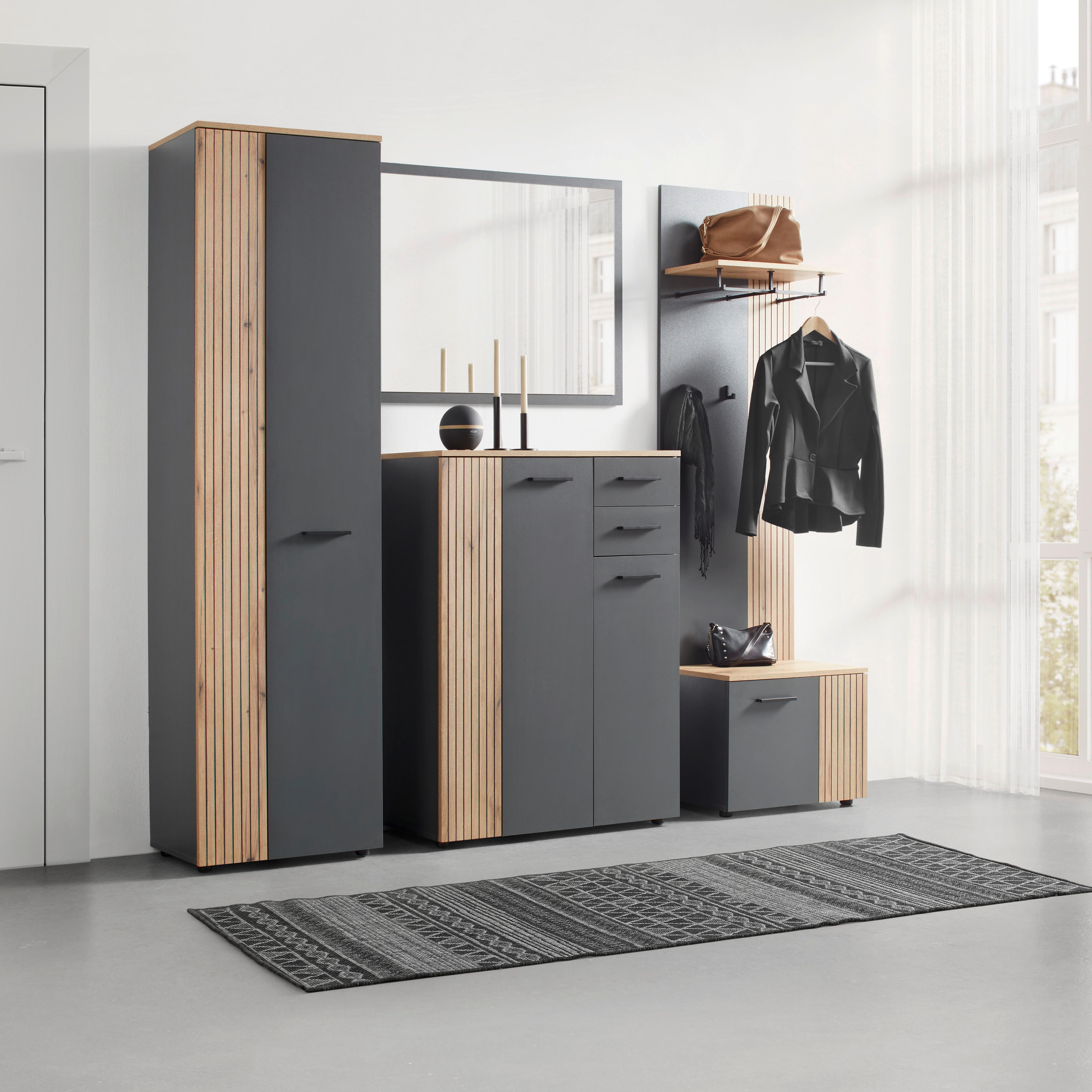 GARDEROB CADIX -EXKLUSIV- - svart/antracit, Modern, trämaterial/plast (60/195/36cm) - Mömax