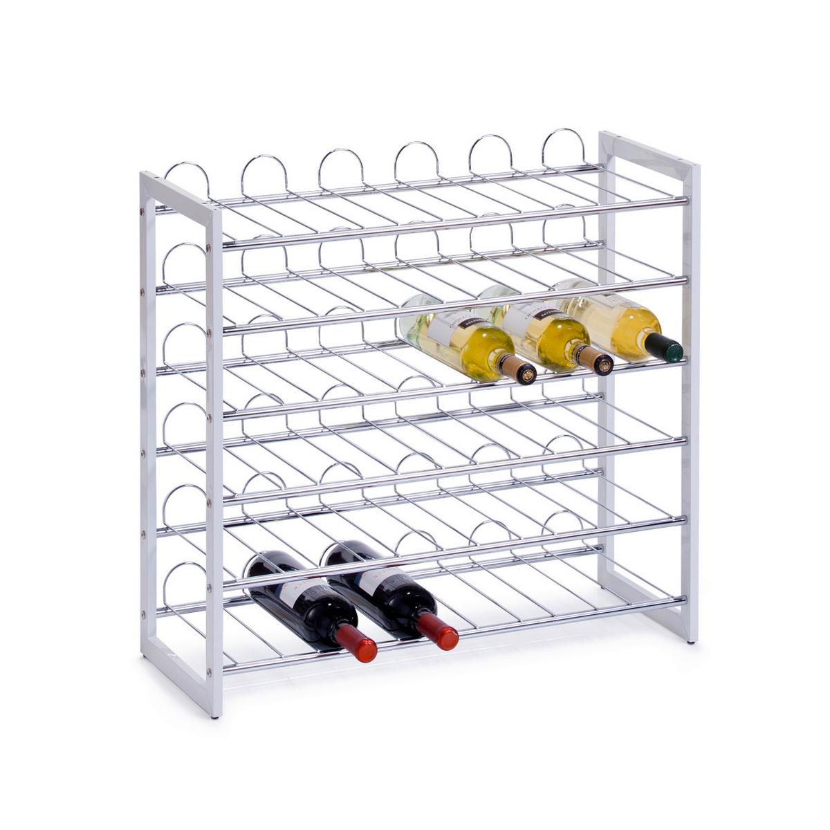 Weinregal Weiß/Chromfarben - Chromfarben/Weiß, Basics, Metall (68/26,5/63cm) - Zeller Present