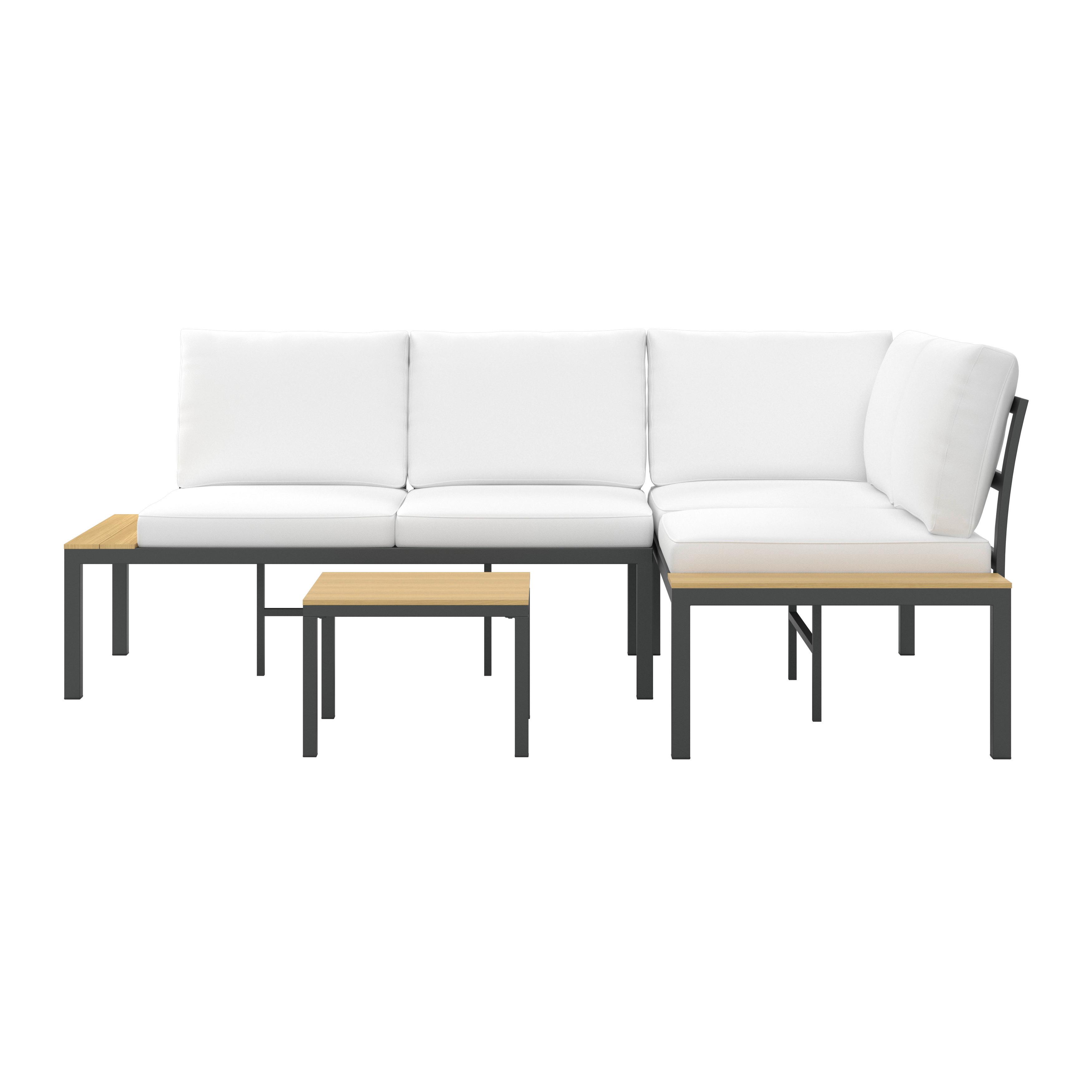 LOUNGEGRUPP ARIANNA - svart/cremefärgad, Modern, metall/textil (146/76/75cm) - Bessagi Garden