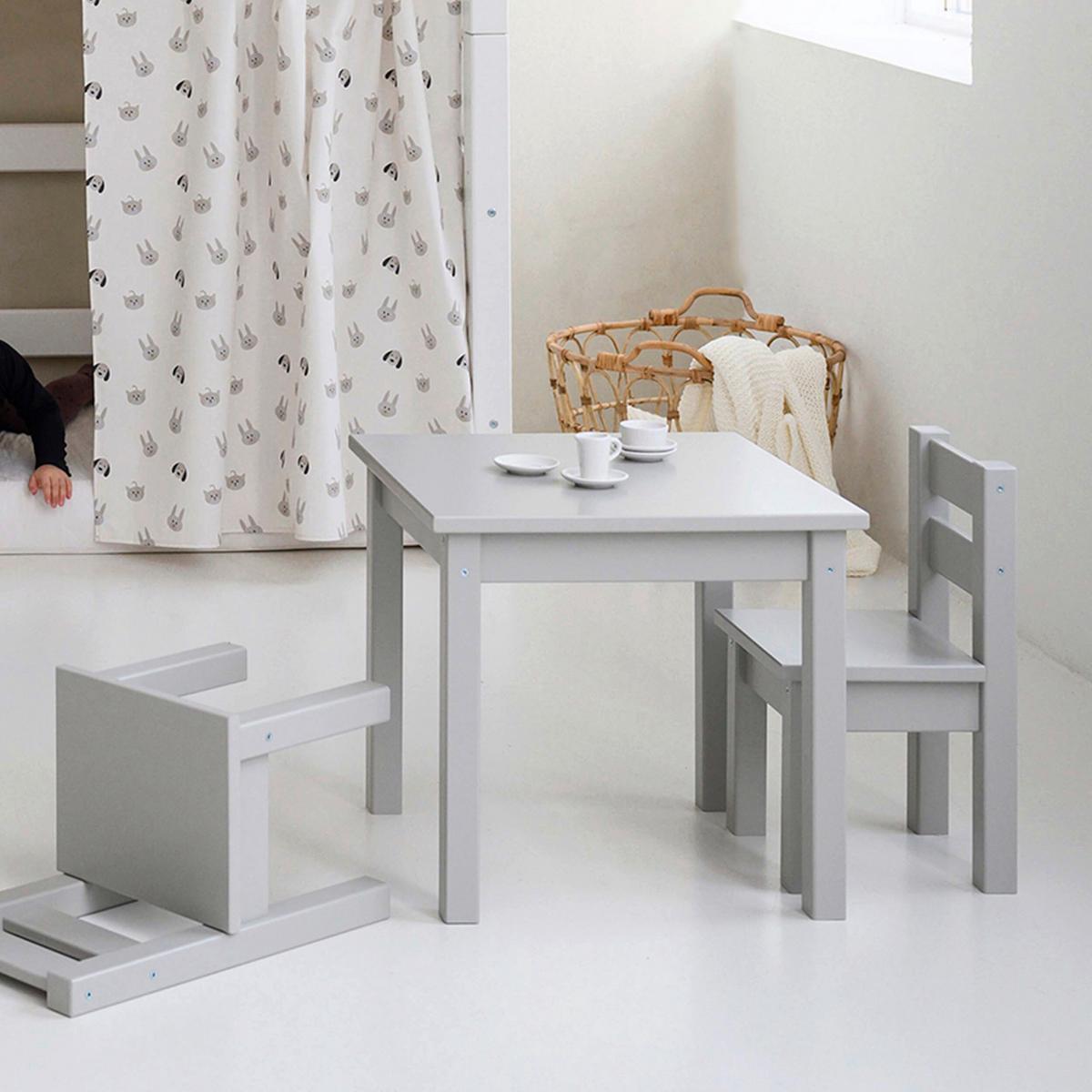 Kindersitzgruppe MADS Grau Kiefer teilmassiv - Hellgrau/Grau, MODERN, Holz - MID.YOU
