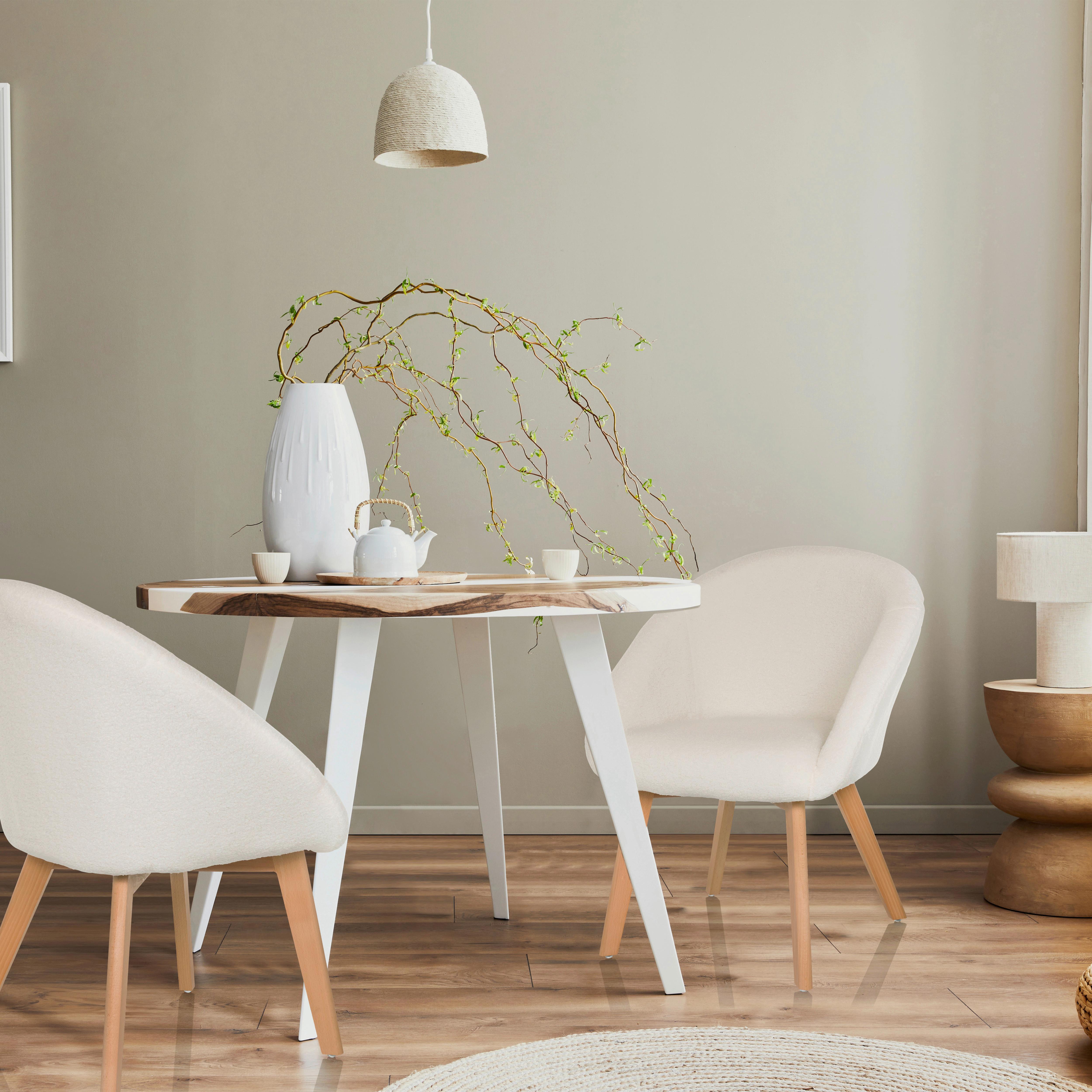 Naslanjač Scandi Ted, Bela - bela/barve bukve, Moderno, tekstil/les (68/85/62cm) - MID.YOU