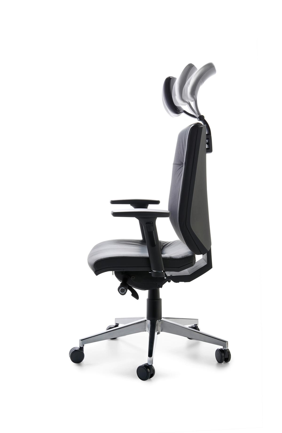 Drehstuhl My Contract Line Schwarz - Chromfarben/Schwarz, ROMANTIK / LANDHAUS, Leder/Holz (66/123-141/62cm) - MID.YOU