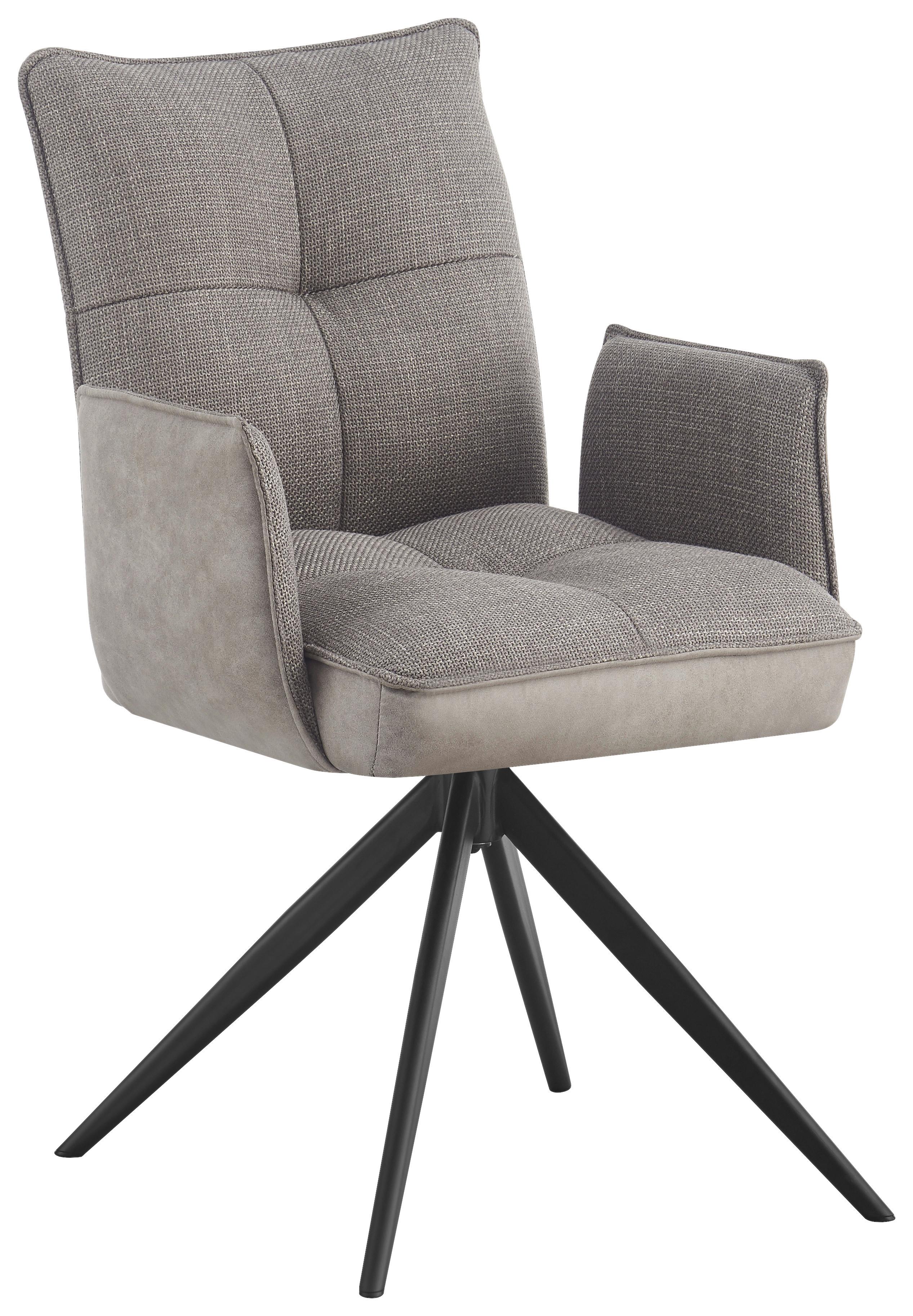 Scaun cu brate MAYA - gri deschis/negru, Modern, metal/textil (59/89/65cm) - Premium Living