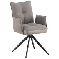 Armlehnstuhl Maya Hellgrau - Hellgrau/Schwarz, MODERN, Textil/Metall (59/89/65cm) - Premium Living