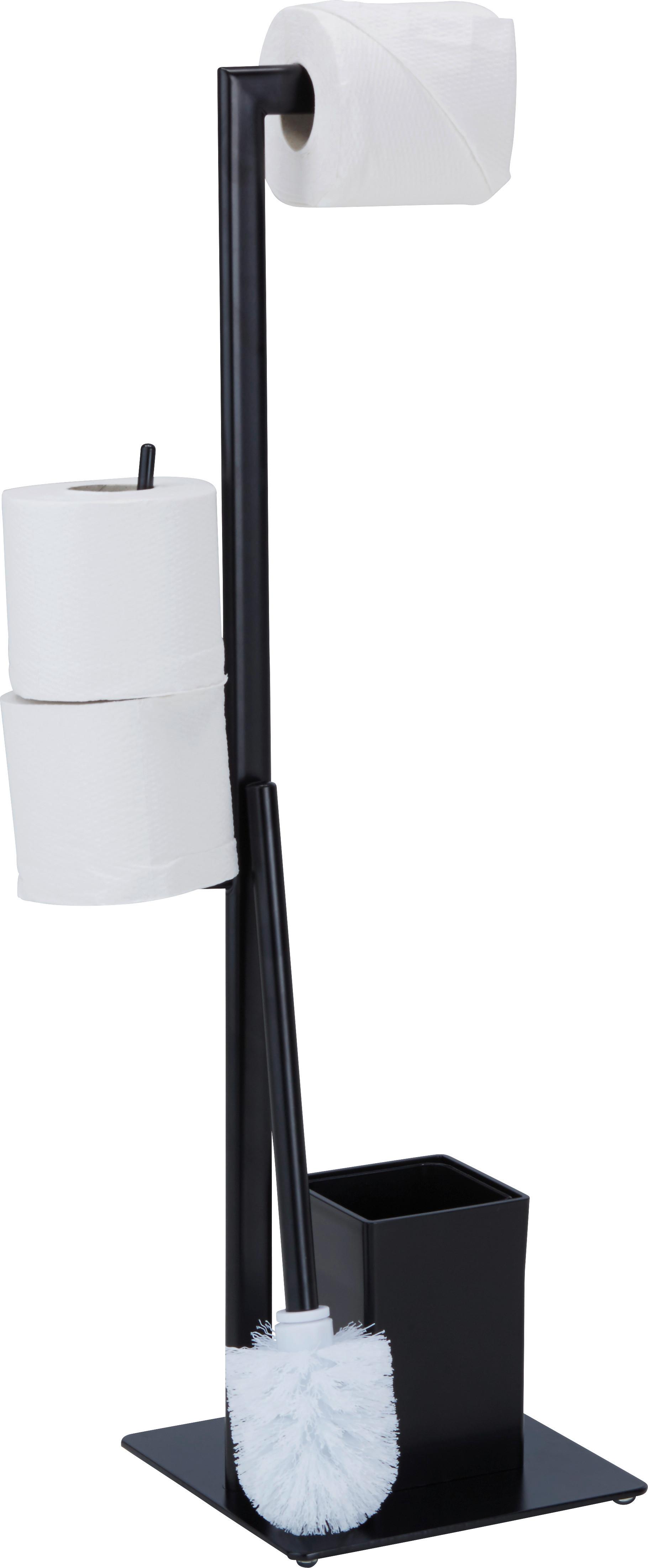 WC-BORSTE MED PAPPERSHÅLLARE GREGOTTI-2 -SB- - svart, Modern, metall/plast (20/71/20cm) - Mömax