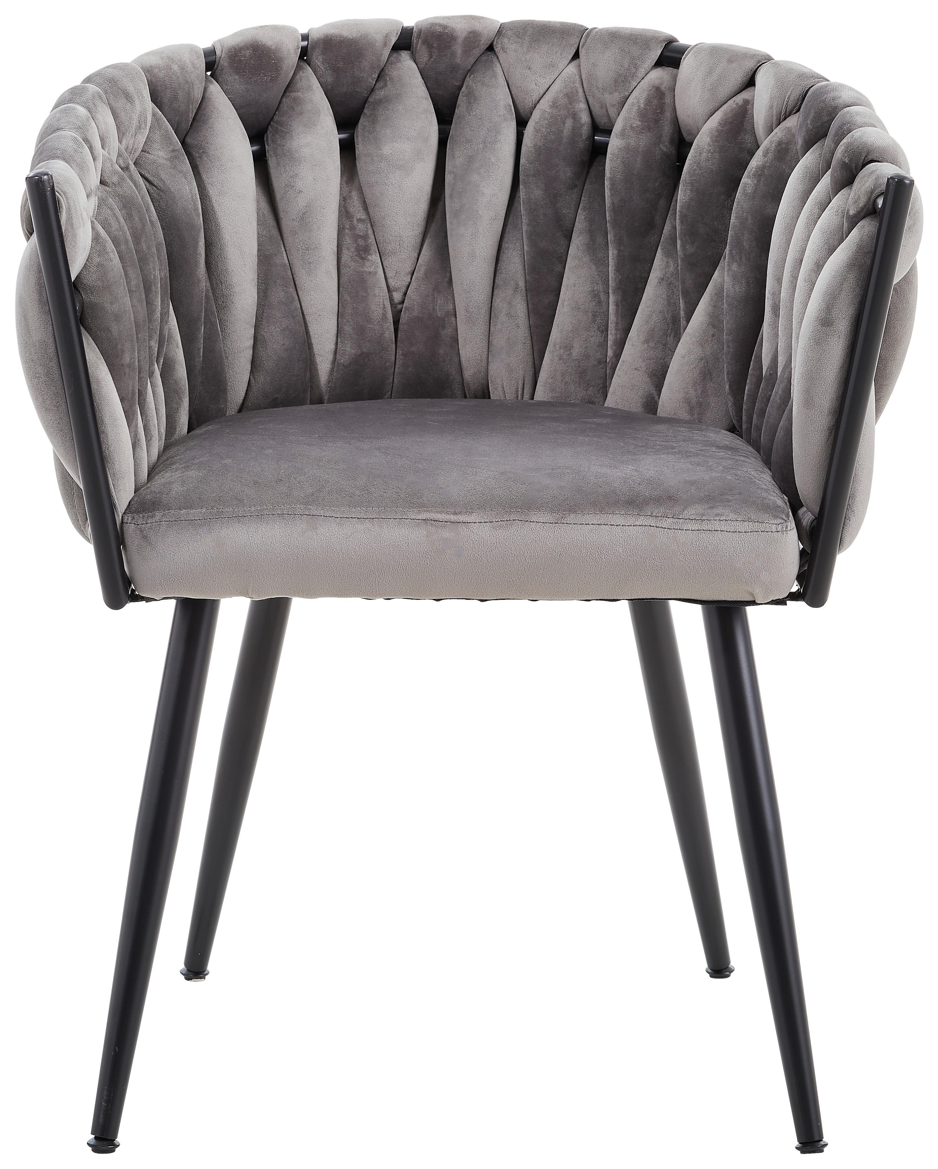 KRZESŁO Z PODŁOKIETNIKAMI WEAVY - ciemnoszary/czarny, Lifestyle, metal/tkanina (60/78/55cm) - Landscape