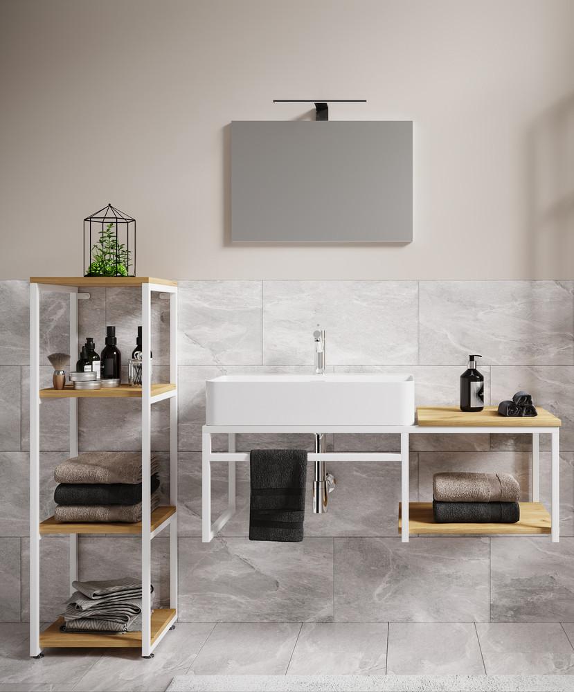 Kopalnica Bitila 100, Bela, Barva Hrasta, 4-Delna - črna/bela, Moderno, kovina/umetna masa (135cm) - MID.YOU