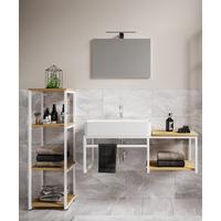 Kopalnica Bitila 100, Bela, Barva Hrasta, 4-Delna - črna/bela, Moderno, kovina/umetna masa (135cm) - MID.YOU