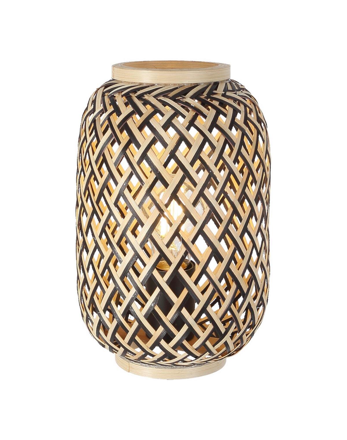 Namizna Svetilka Zuro, Bambus, 40 W - črna/naravne barve, Romantika, kovina/naravni materiali - Modern Living