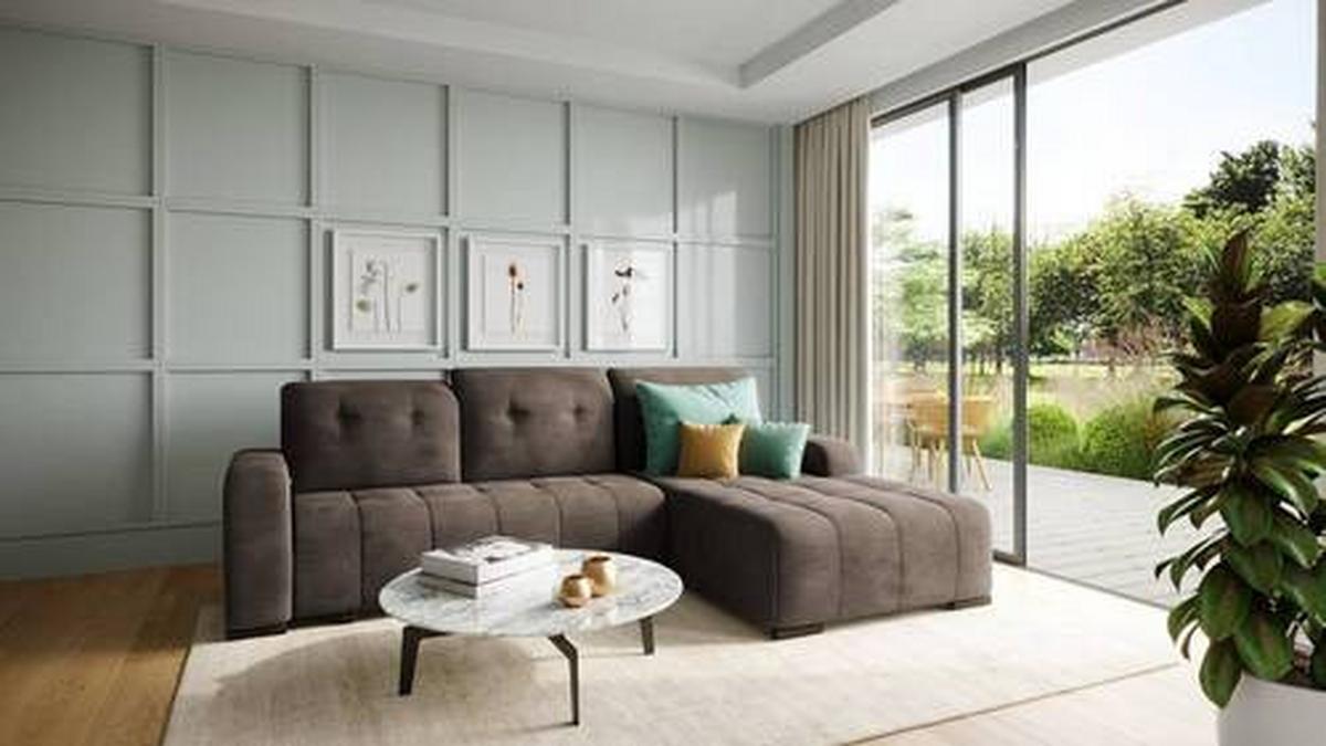 Wohnlandschaft Vicari Dunkelbraun Mikrofaser - Dunkelbraun/Schwarz, MODERN, Textil/Metall (185/292cm) - Livetastic