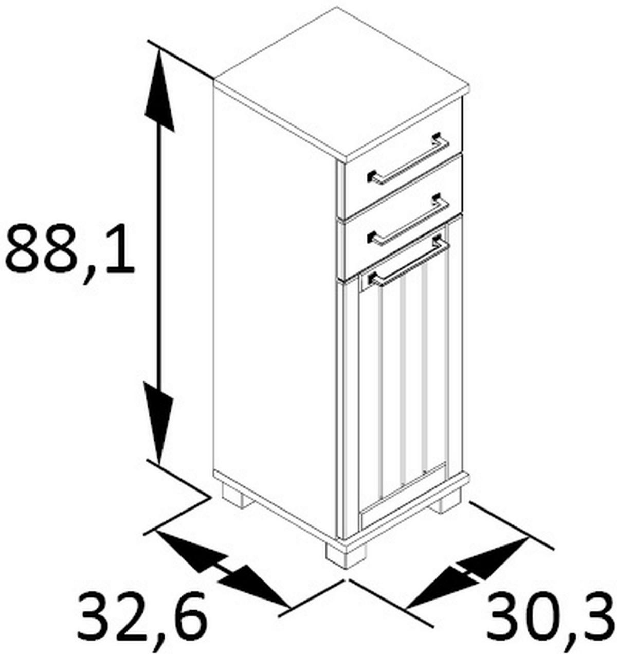 Spodnja Omarica Jelda, Platinasta Barva - platinaste barve/črna, Moderno, kovina/umetna masa (30,3/88,1/32,6cm) - Stylife