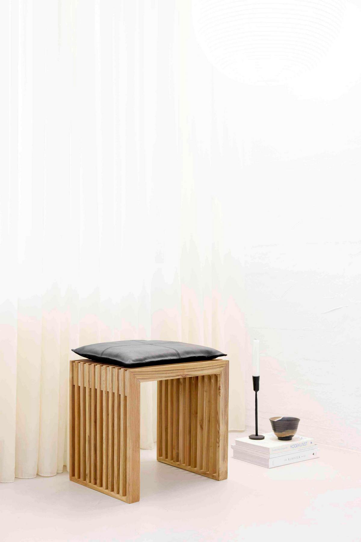 Hocker "Rib", Teak Innenhöhe ca. 39 cm - Teakfarben, KONVENTIONELL, Holz (45/43/35cm) - MID.YOU