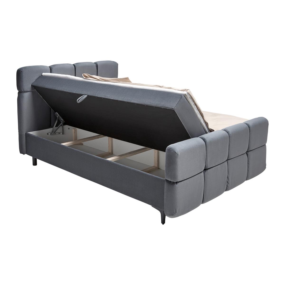Boxbett Mona Anthrazit ca. 140x200cm - Anthrazit/Schwarz, KONVENTIONELL, Kunststoff/Textil (140/200cm) - Mömax
