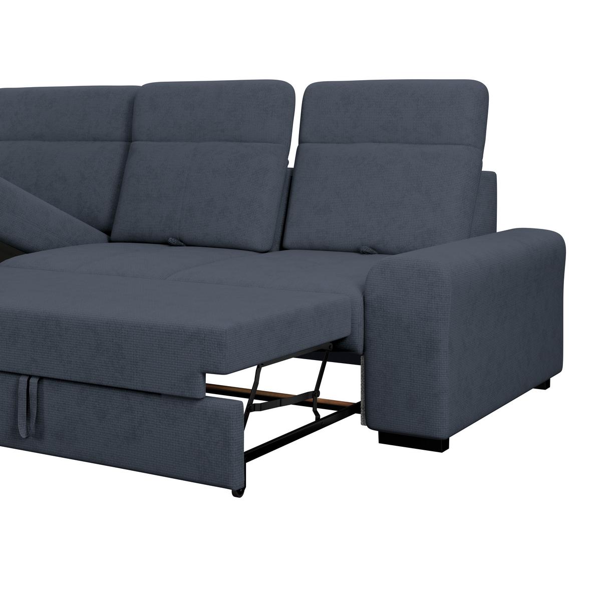 Kutna Garnitura Malaga - plava/crna, Konvencionalno, tekstil/drvo (203/286cm) - Ondega