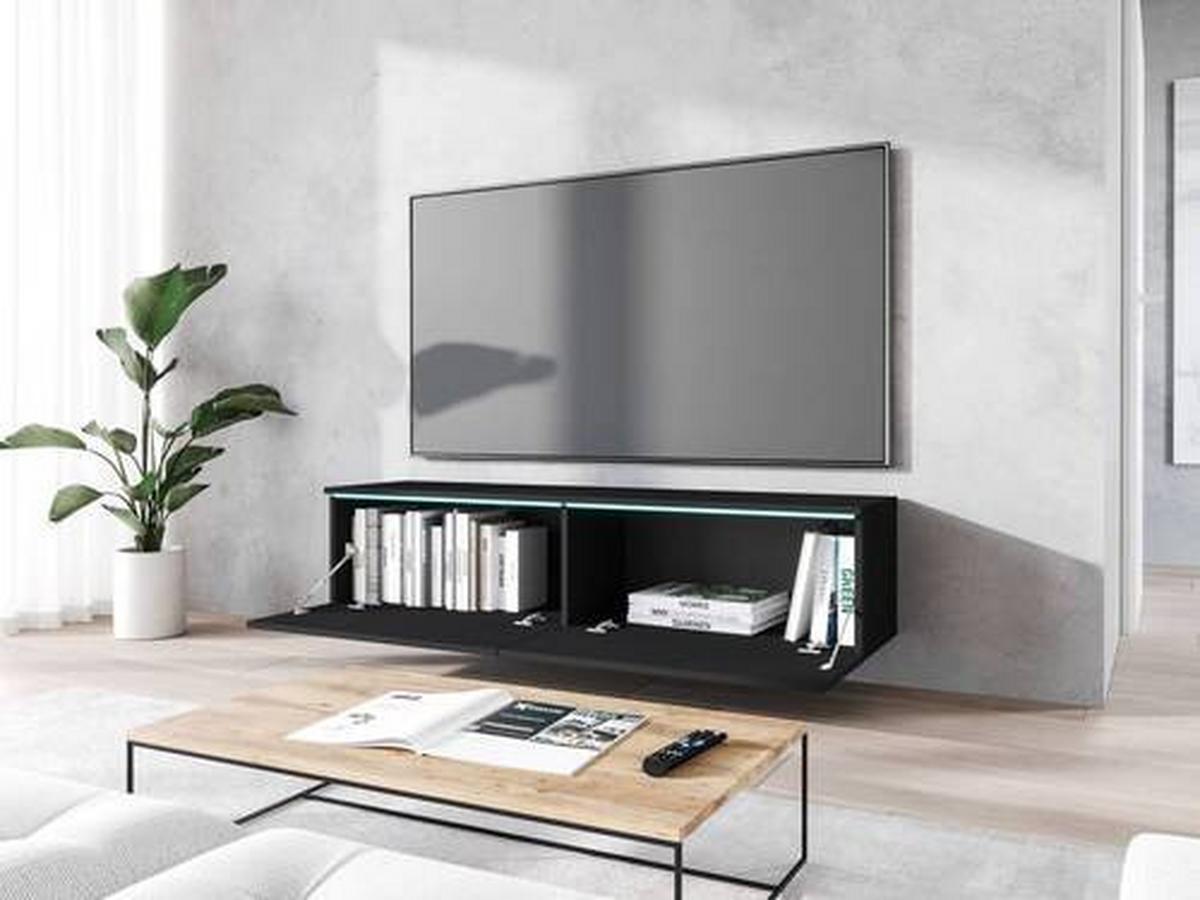 Nizka Omarica Lowa, Črna, Led - črna/siva, Basics, umetna masa/leseni material (140/30/33cm) - P & B