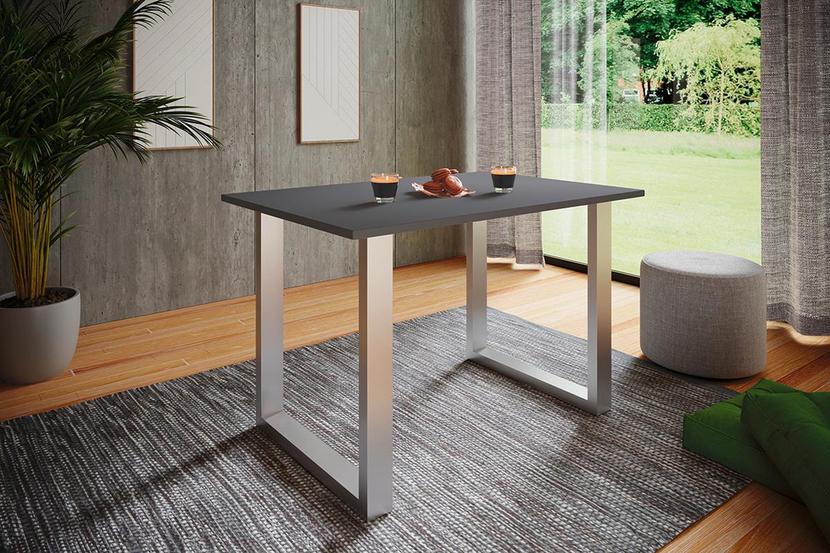 Jedilna Miza Xona, Antracit, Srebrna, 80x50cm - srebrne barve/antracit, Basics, kovina/leseni material (80/50/76cm) - MID.YOU