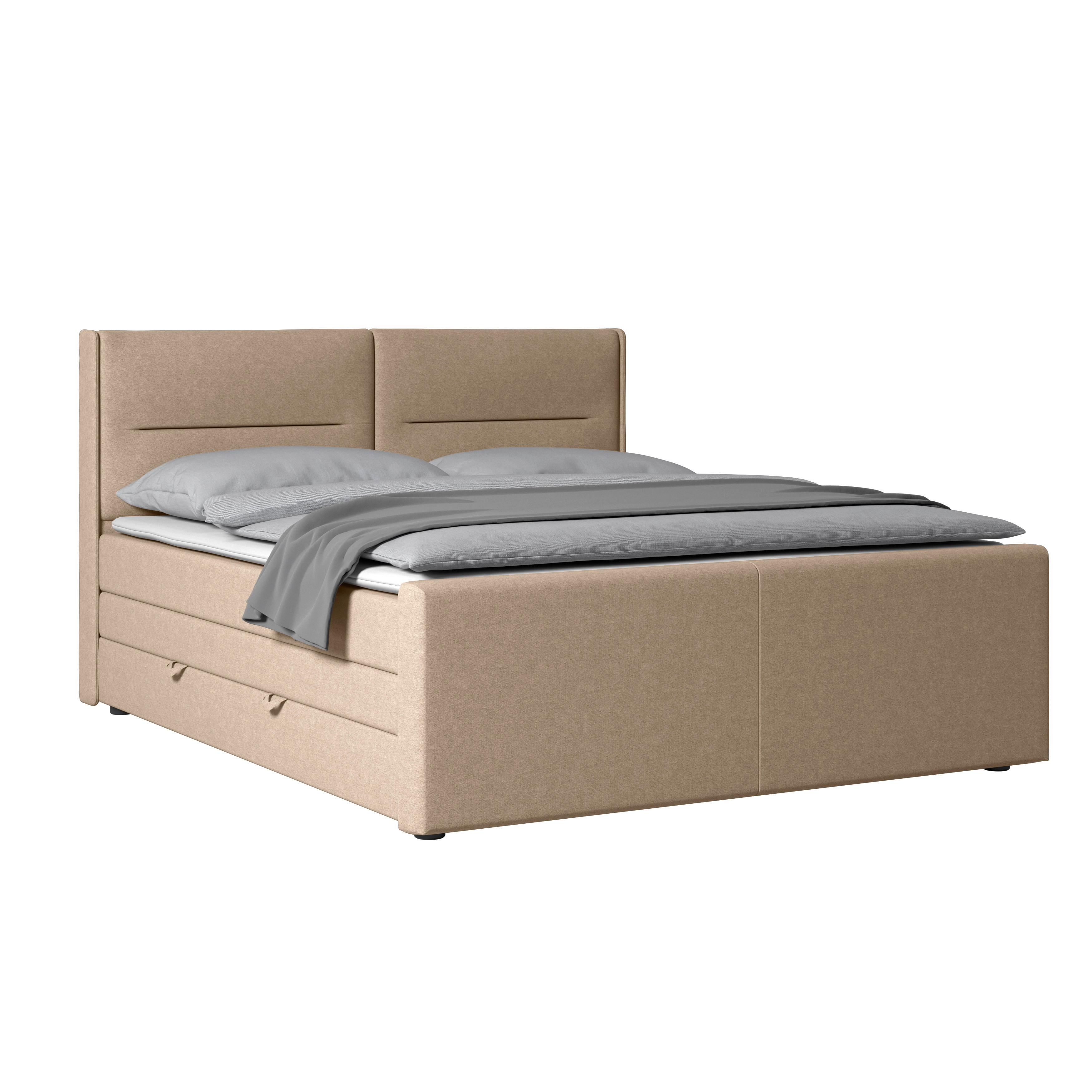 Boxspringbett Kyoto ca. 180x200 cm Naturfarben - Schwarz/Naturfarben, MODERN, Karton/Holzwerkstoff (180/200cm) - MID.YOU