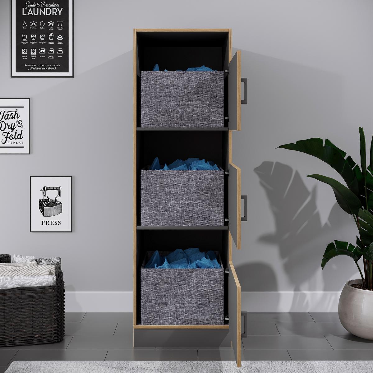 Wäscheschrank Rislo - Honigeiche/Anthrazit, Trend, Holzwerkstoff/Kunststoff (50/162/60cm) - MID.YOU