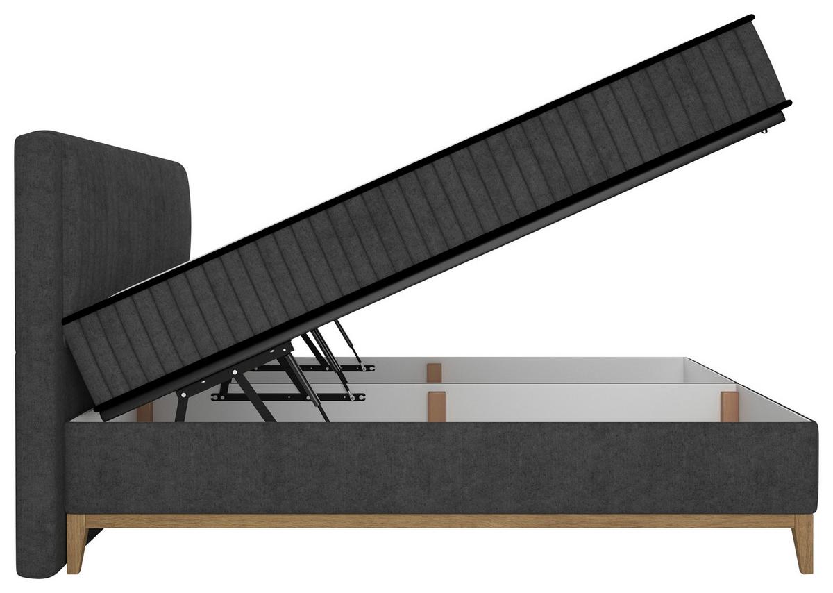 Bett Elena Schwarz ca. 160x200cm - Schwarz, KONVENTIONELL, Holz/Holzwerkstoff (160/200cm) - Sembella