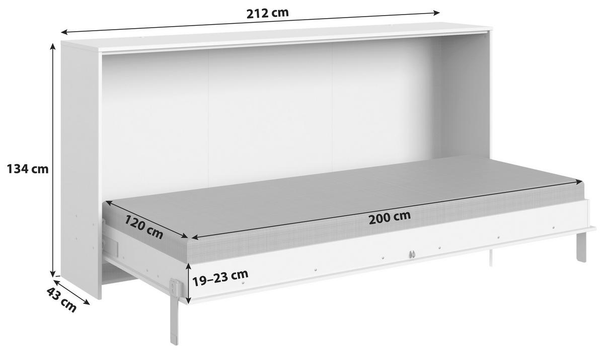 Klappbett Juist ca. 120x200 cm Weiß - Weiß, KONVENTIONELL, Holz/Holzwerkstoff (120/200cm) - MID.YOU