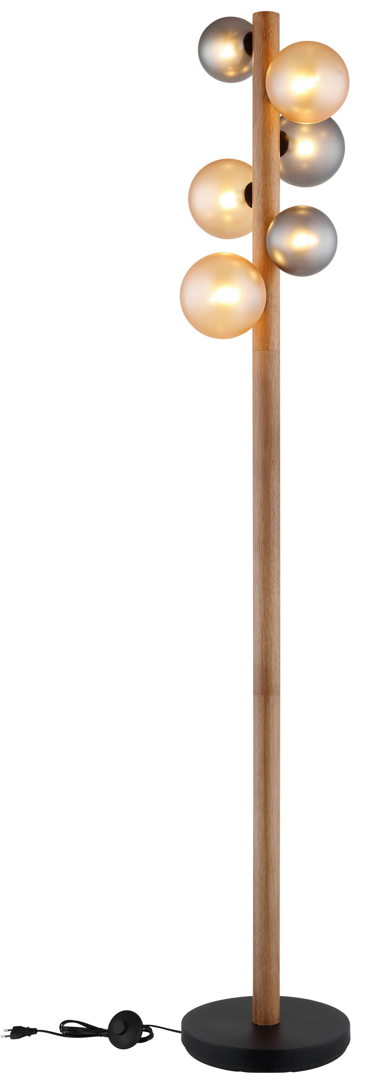 Podna Svjetiljka Riha - narančasta/tamno smeđa, Basics, staklo/drvo (29/150cm) - Globo