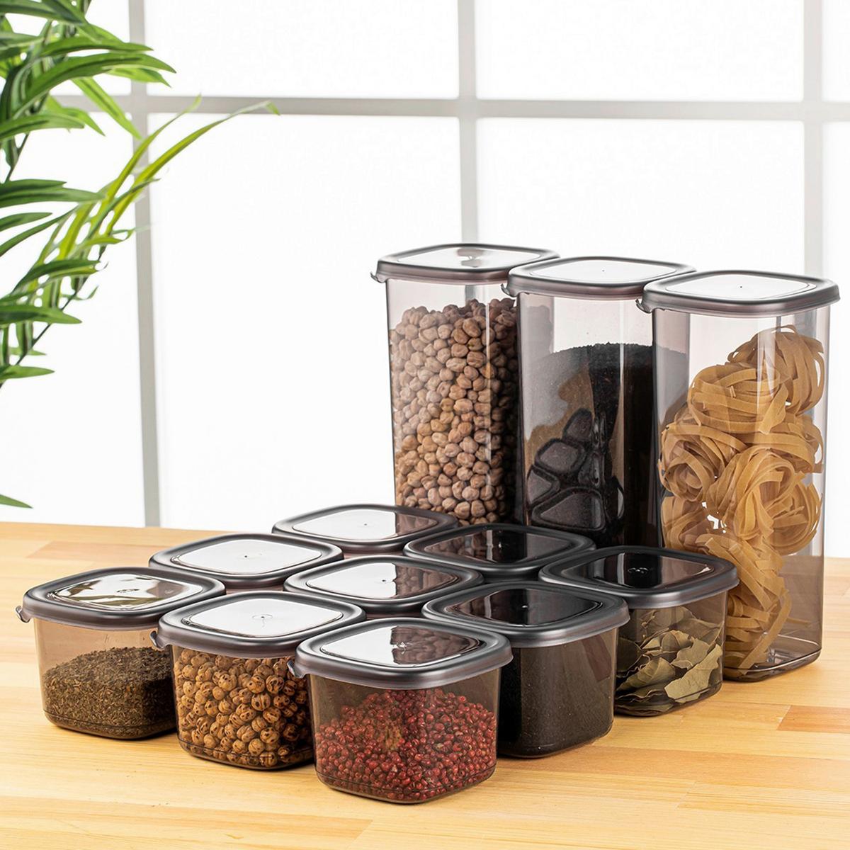 ZESTAW POJEMNIKÓW KUCHENNYCH 3808006602 - antracytowy/przezroczysty, Basics, tworzywo sztuczne (10/10/9,5cm) - P & B