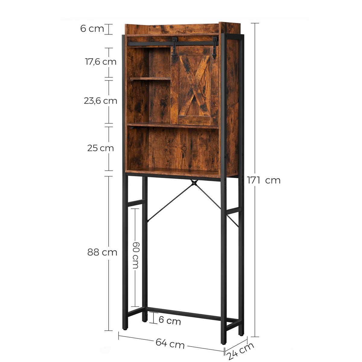 WASCHMASCHINENSCHRANK BTS003B01 - Schwarz/Braun, Trend, Holzwerkstoff/Kunststoff (64/171/24cm) - MID.YOU